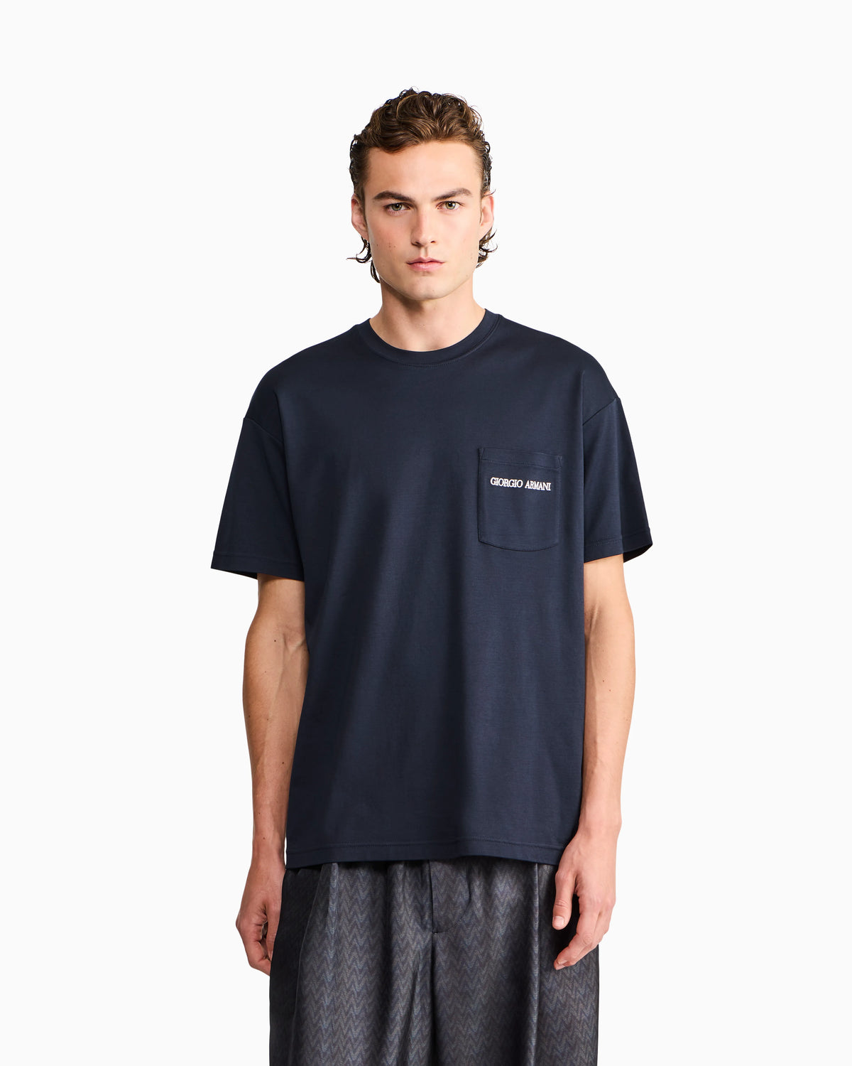 Cotton interlock jersey T-shirt with lettering on the back