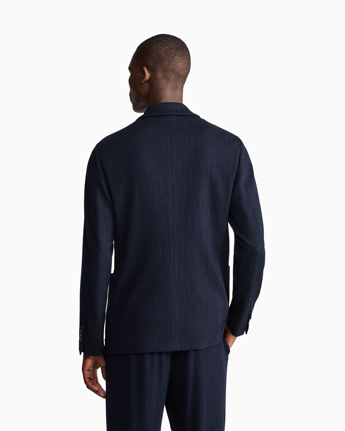 Double-breasted jacket seersucker jersey