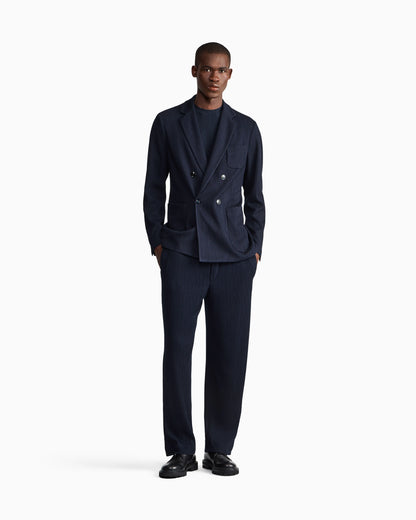 Double-breasted jacket seersucker jersey