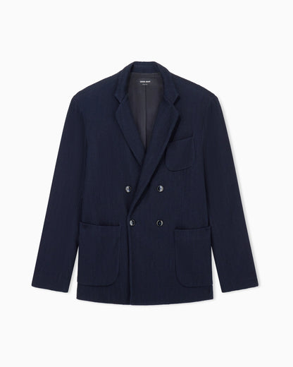 Double-breasted jacket seersucker jersey