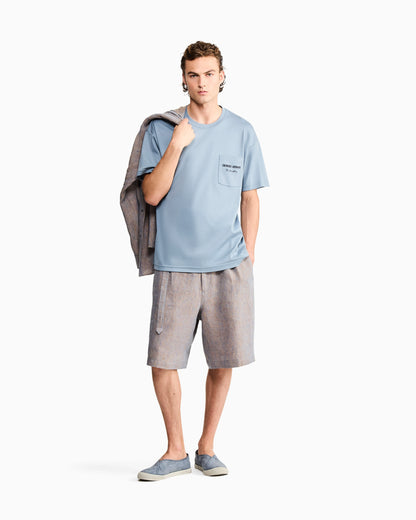 Cotton interlock jersey T-shirt with print on the back