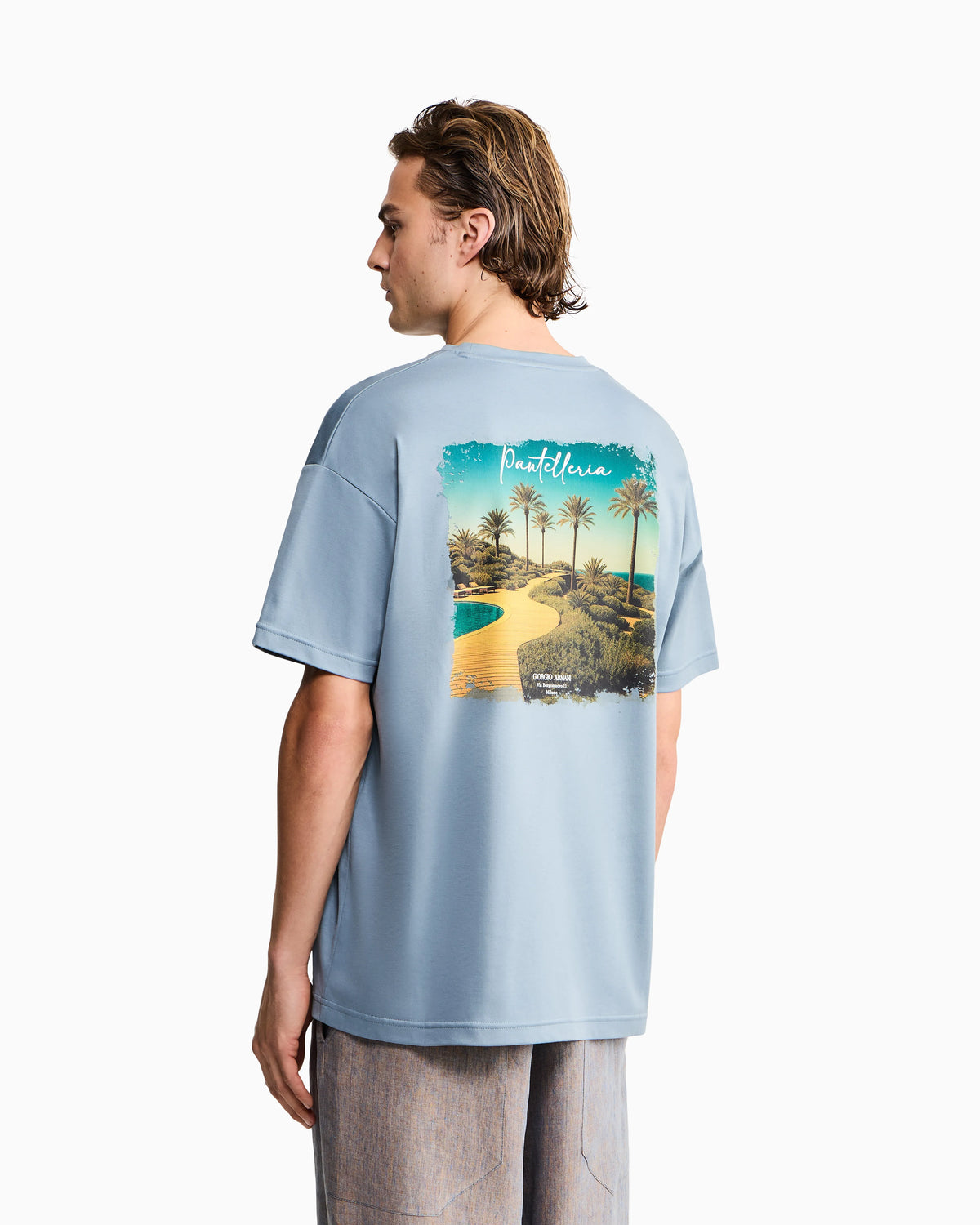 Cotton interlock jersey T-shirt with print on the back