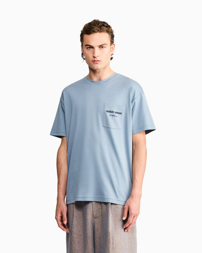 Cotton interlock jersey T-shirt with print on the back