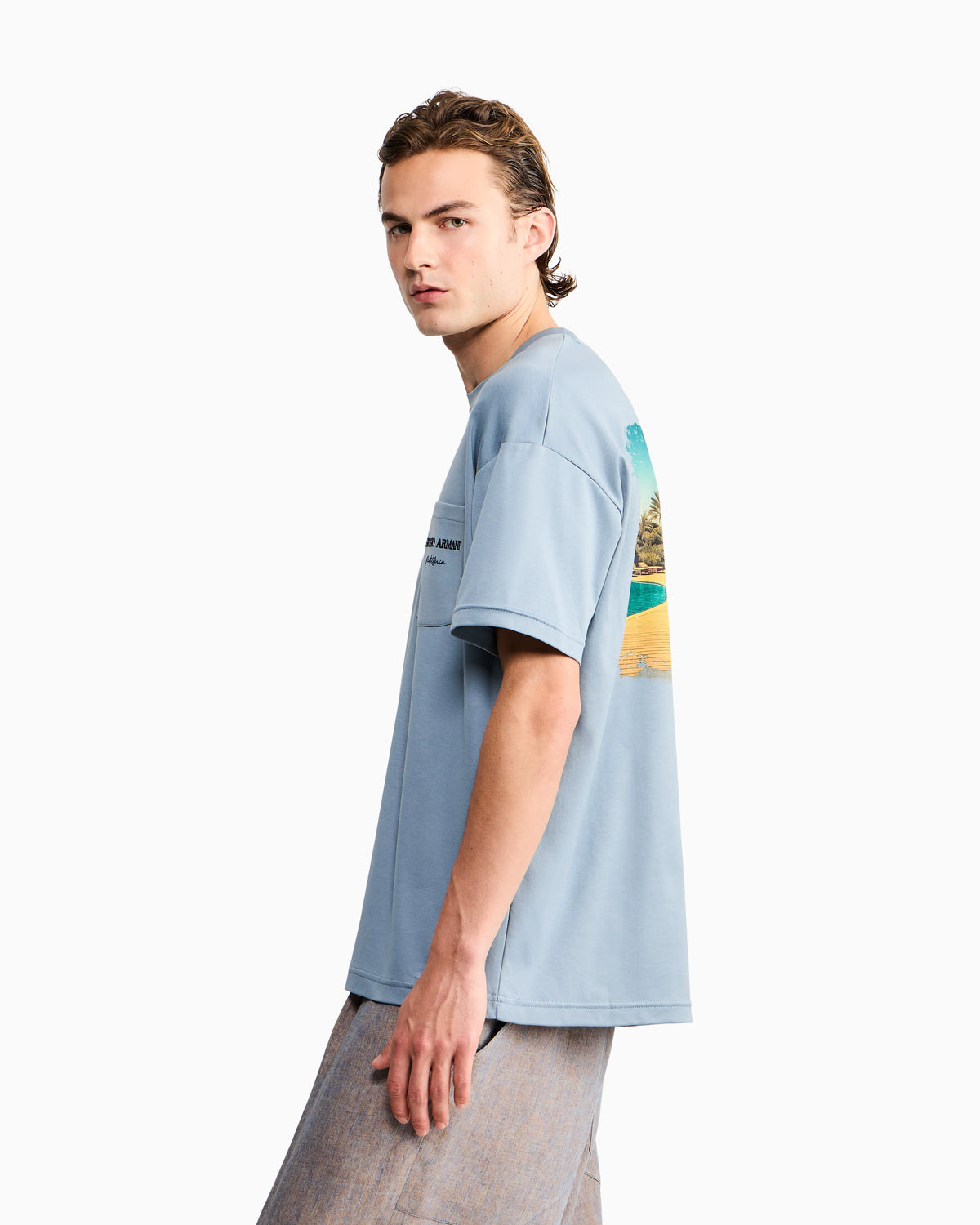 Cotton interlock jersey T-shirt with print on the back