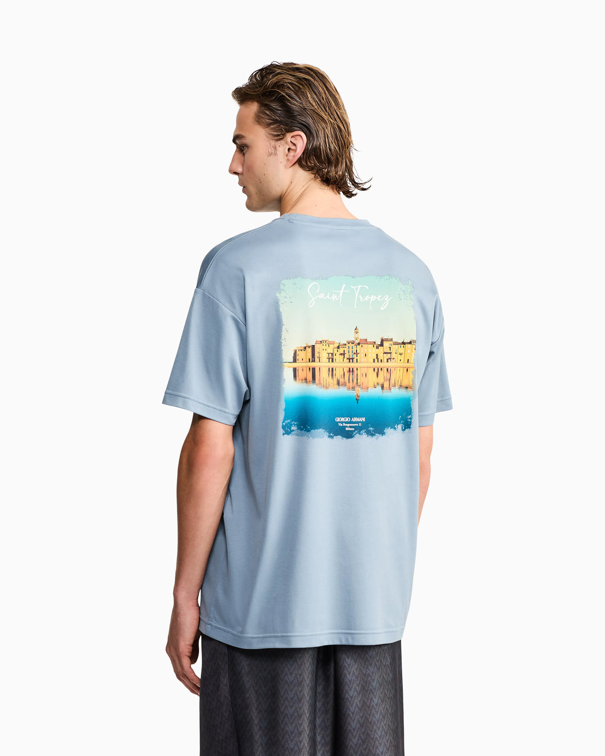 Cotton interlock jersey T-shirt with print on the back
