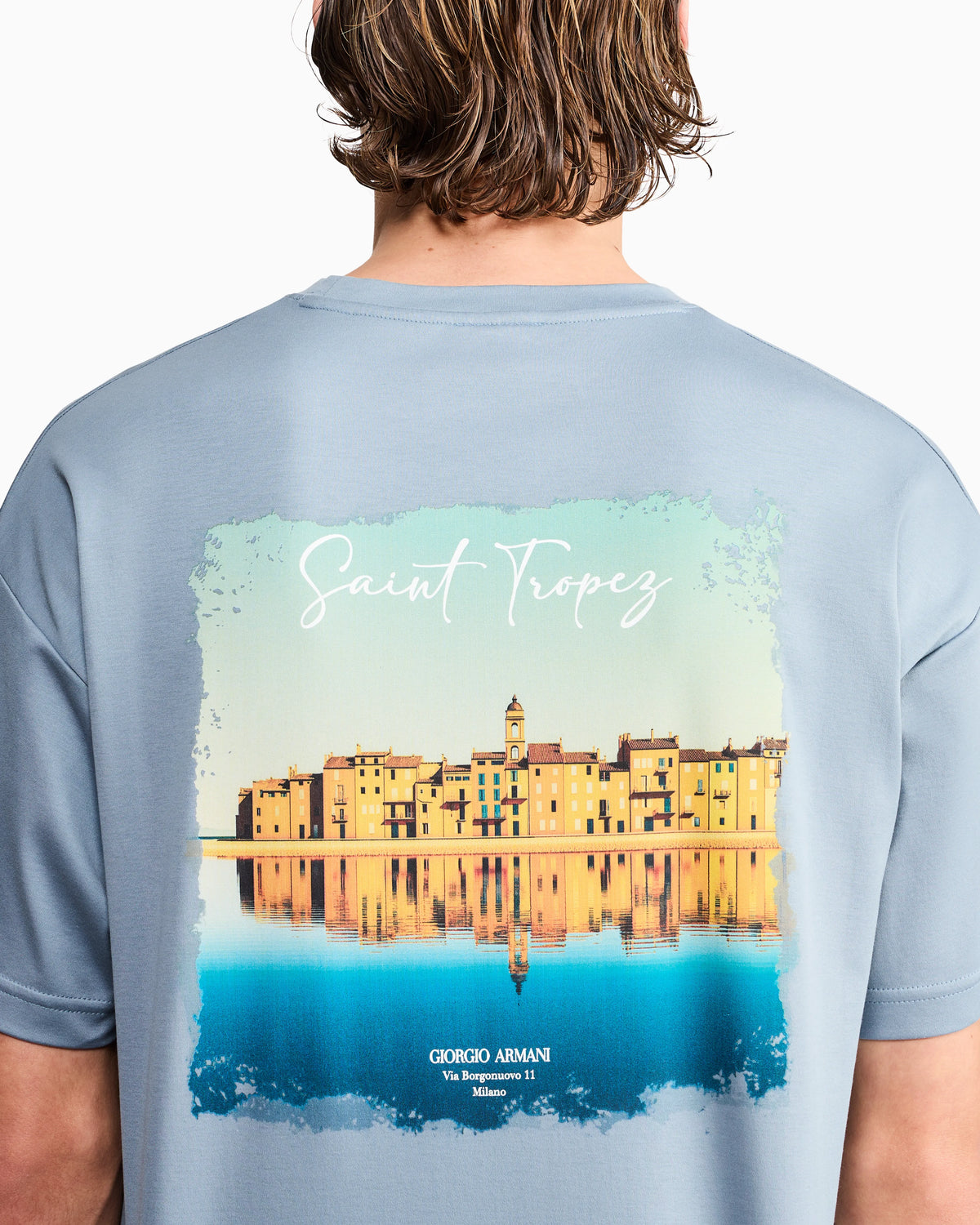 Cotton interlock jersey T-shirt with print on the back