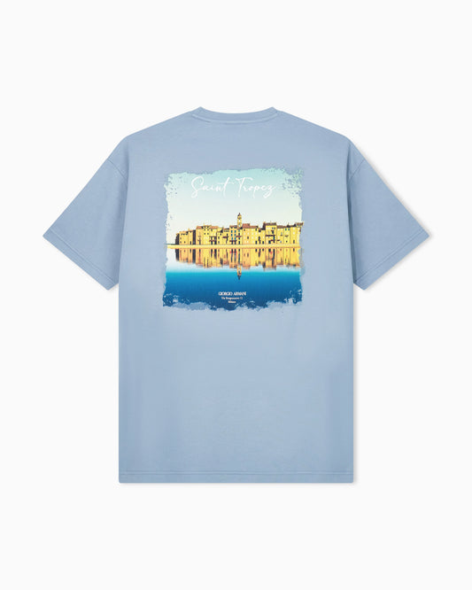Cotton interlock jersey T-shirt with print on the back