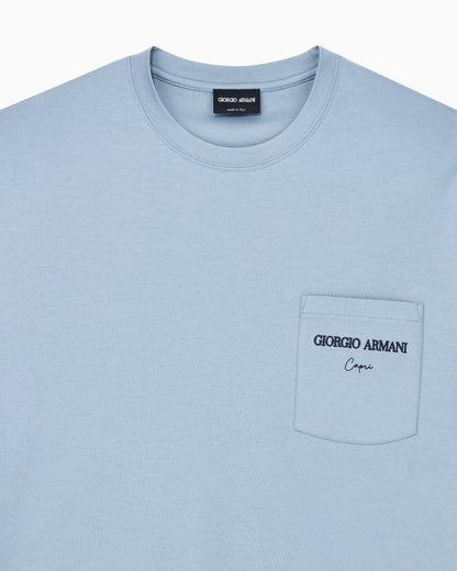 Cotton interlock jersey T-shirt with print on the back