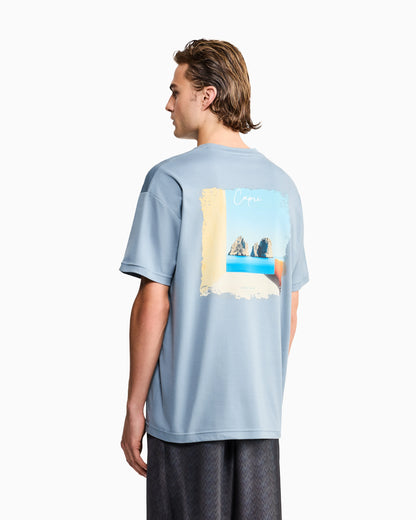 Cotton interlock jersey T-shirt with print on the back