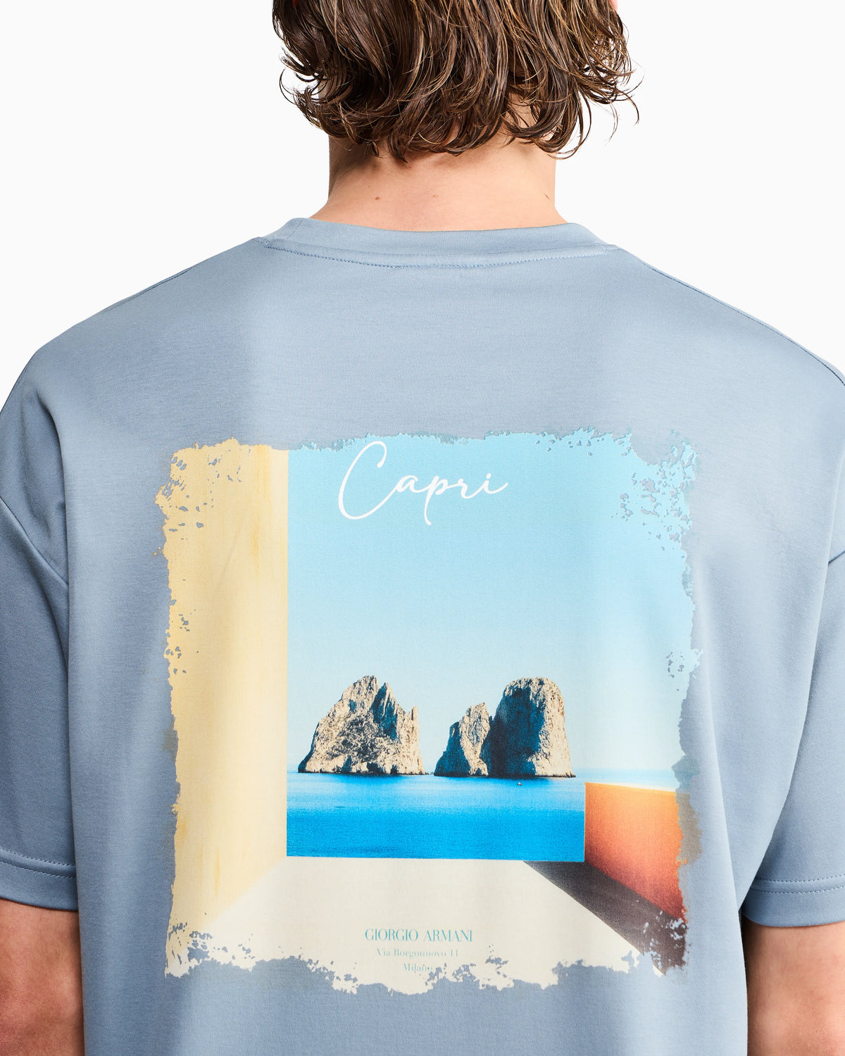 Cotton interlock jersey T-shirt with print on the back