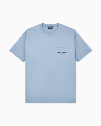 Cotton interlock jersey T-shirt with print on the back