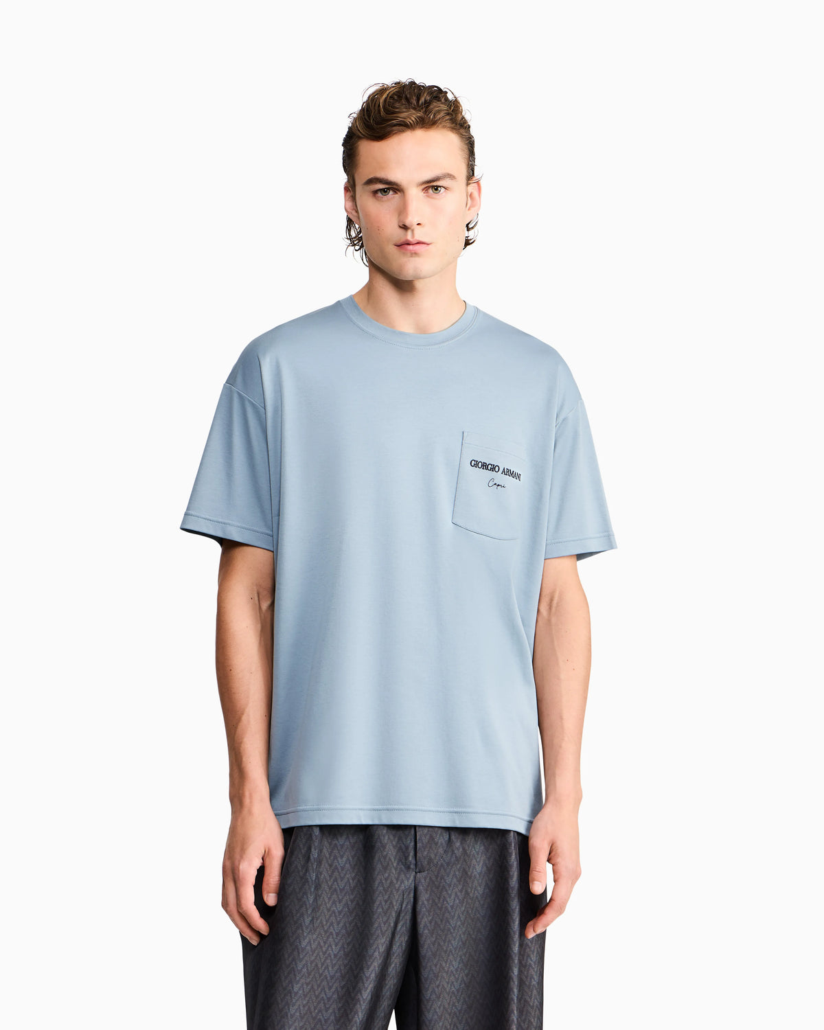 Cotton interlock jersey T-shirt with print on the back