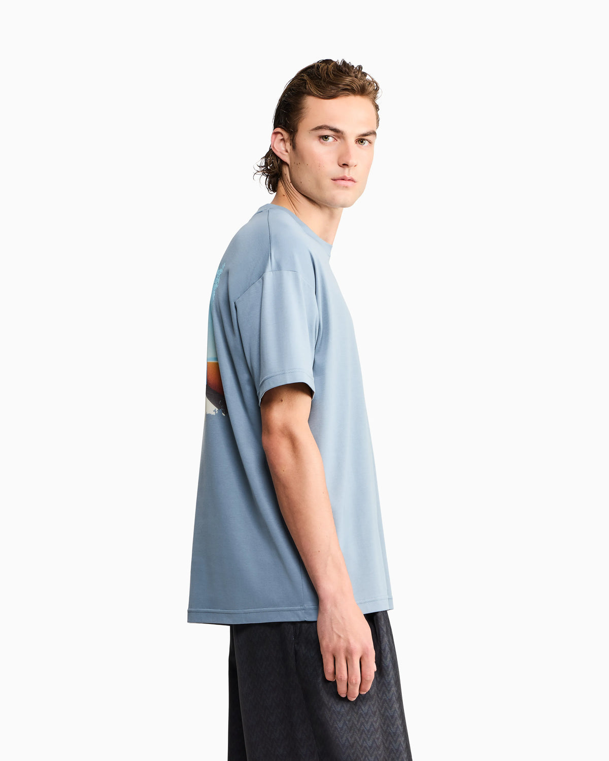 Cotton interlock jersey T-shirt with print on the back