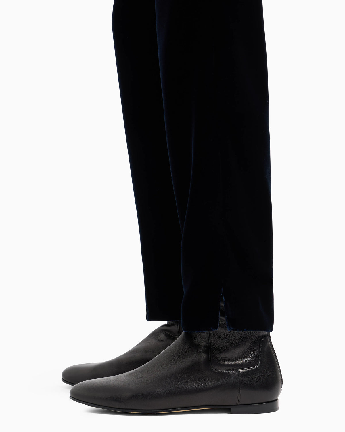 Straight-cut velvet trousers