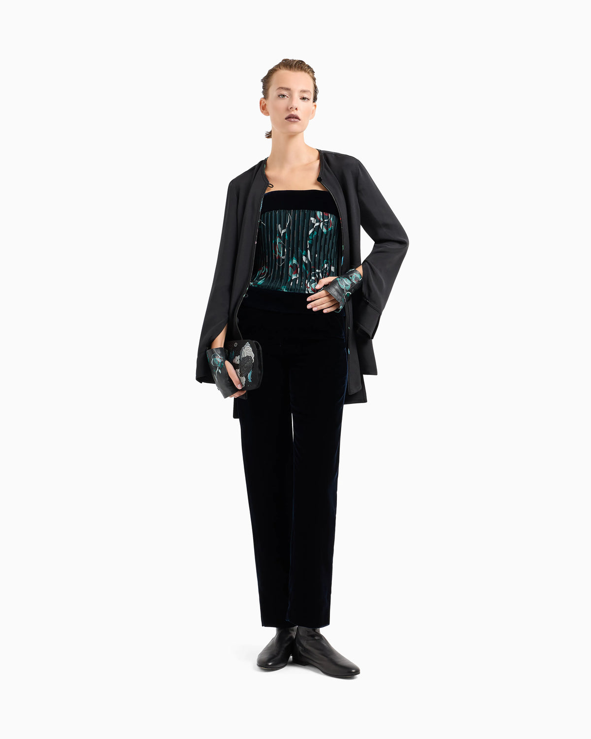 Straight-cut velvet trousers