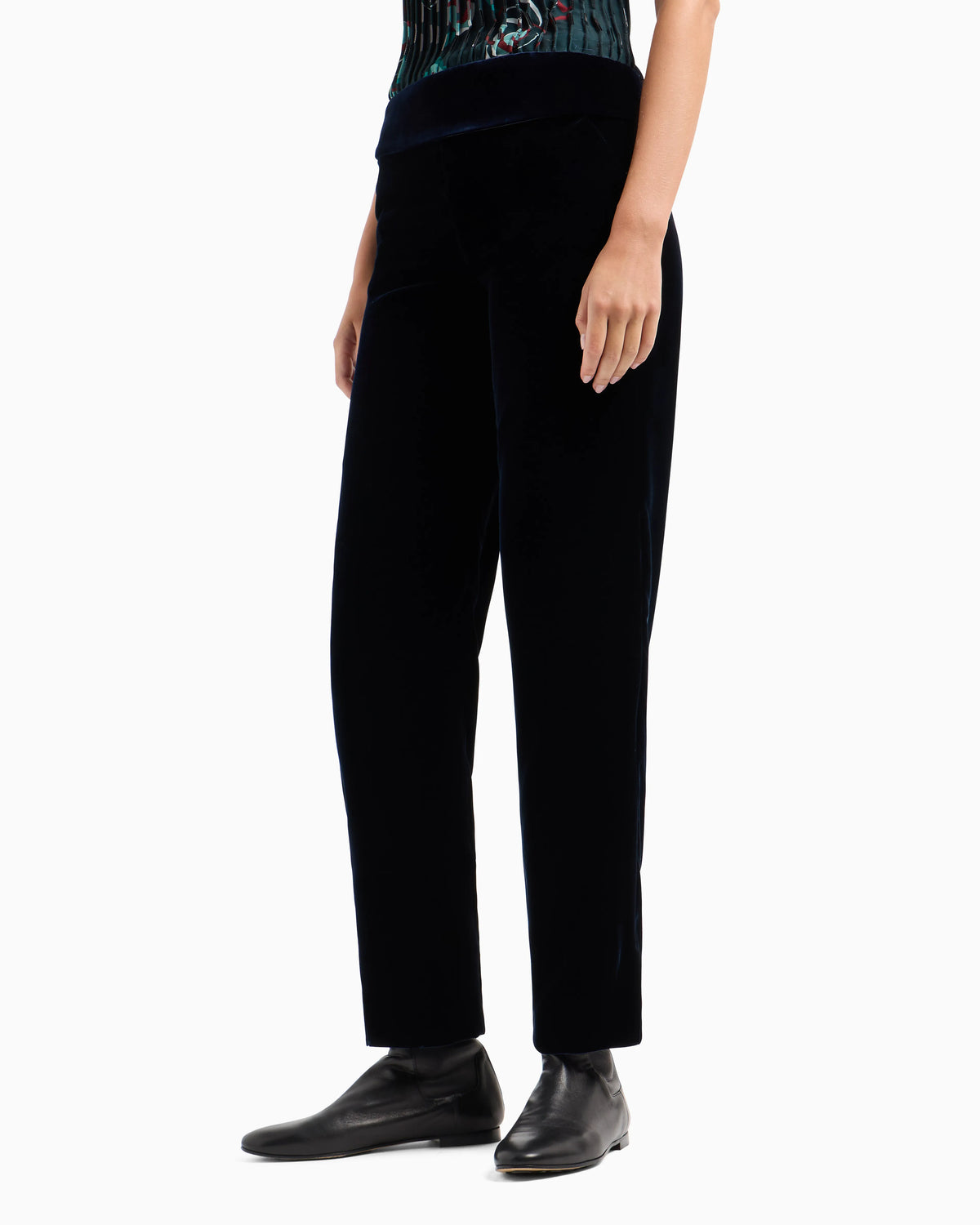 Straight-cut velvet trousers