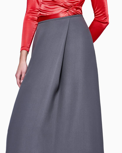 Asymmetrical midi skirt in silk crêpe