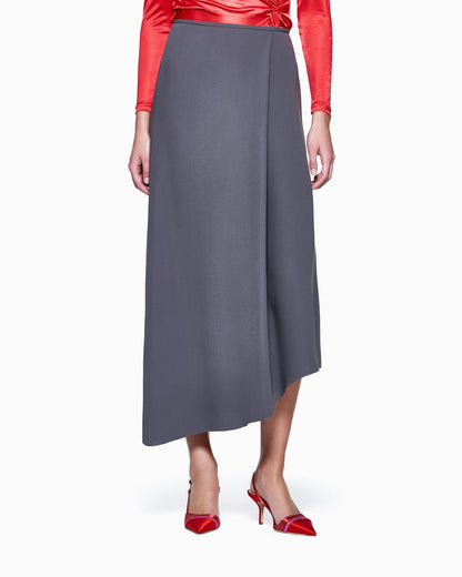 Asymmetrical midi skirt in silk crêpe