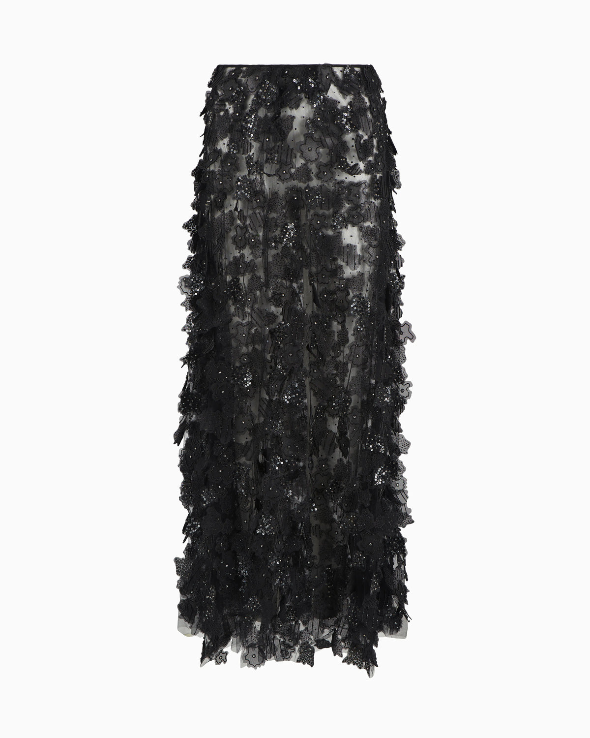 Embroidered tulle long skirt