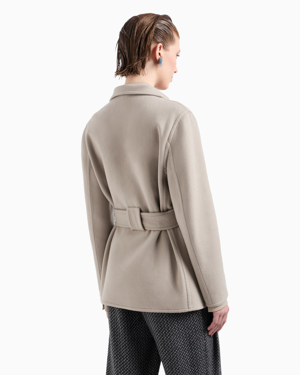 Single-breasted cashmere double cloth pea coat