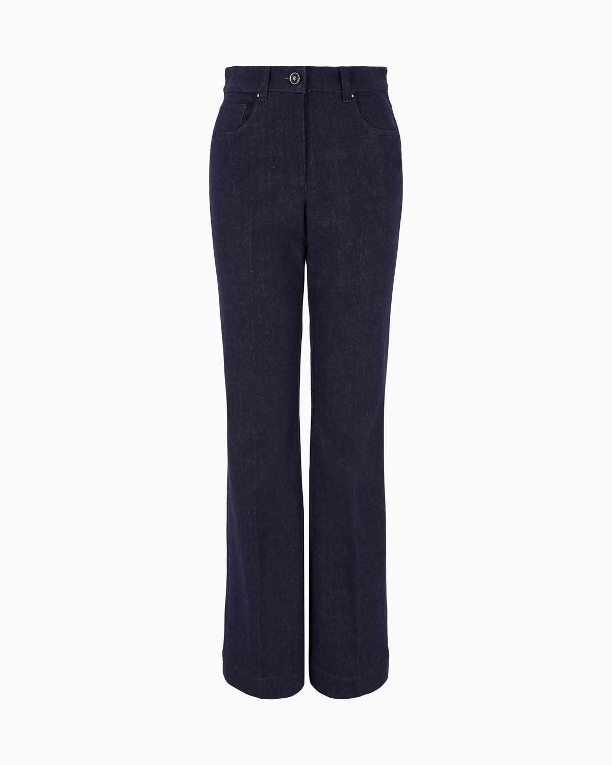 Denim trousers with high waist and flared hem