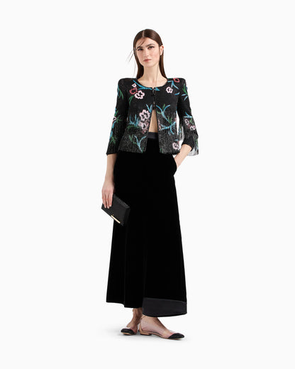 Silk-organza jacket with floral embroidery