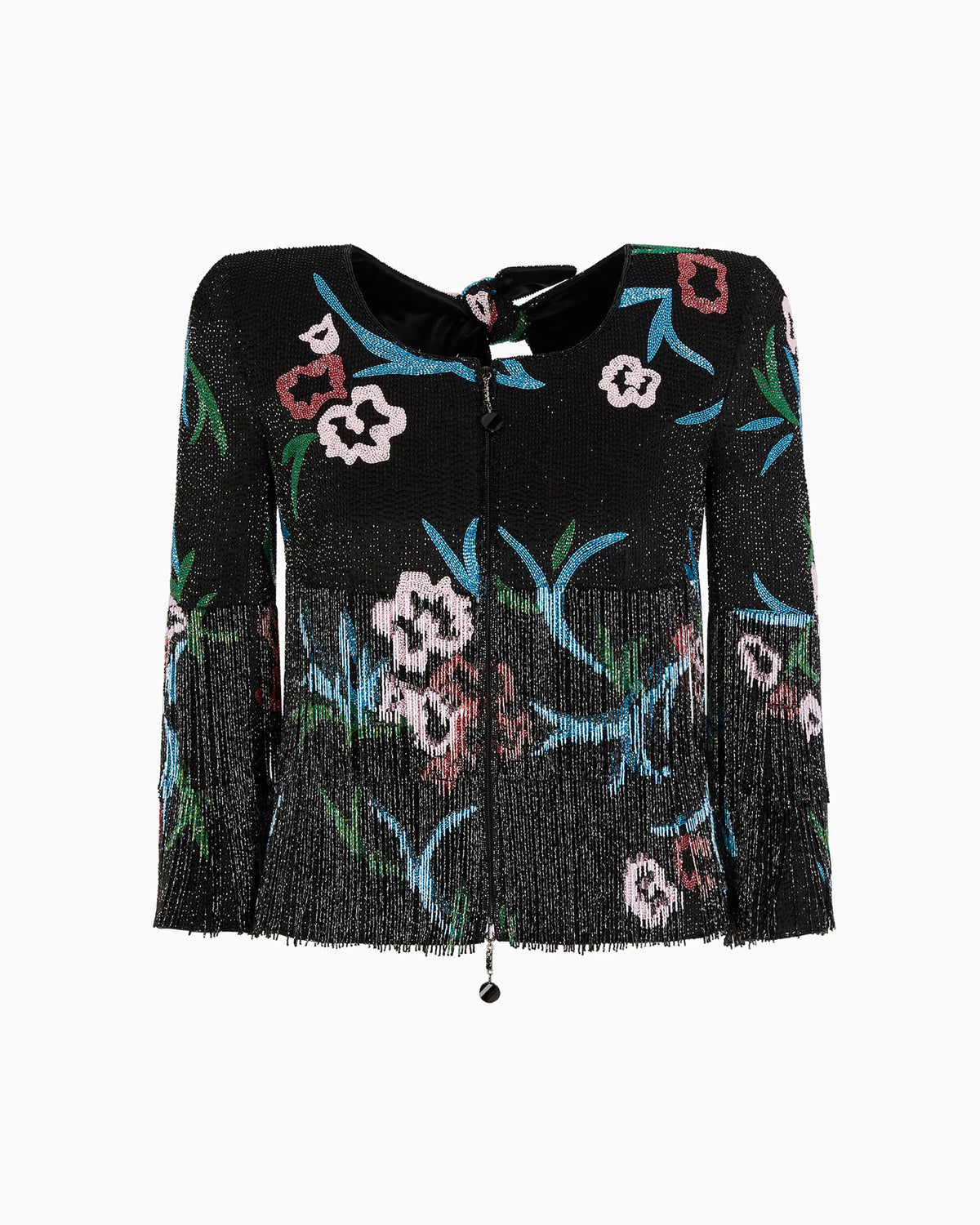 Silk-organza jacket with floral embroidery