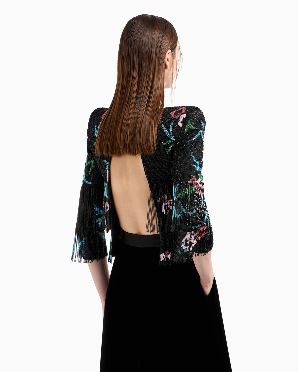 Silk-organza jacket with floral embroidery