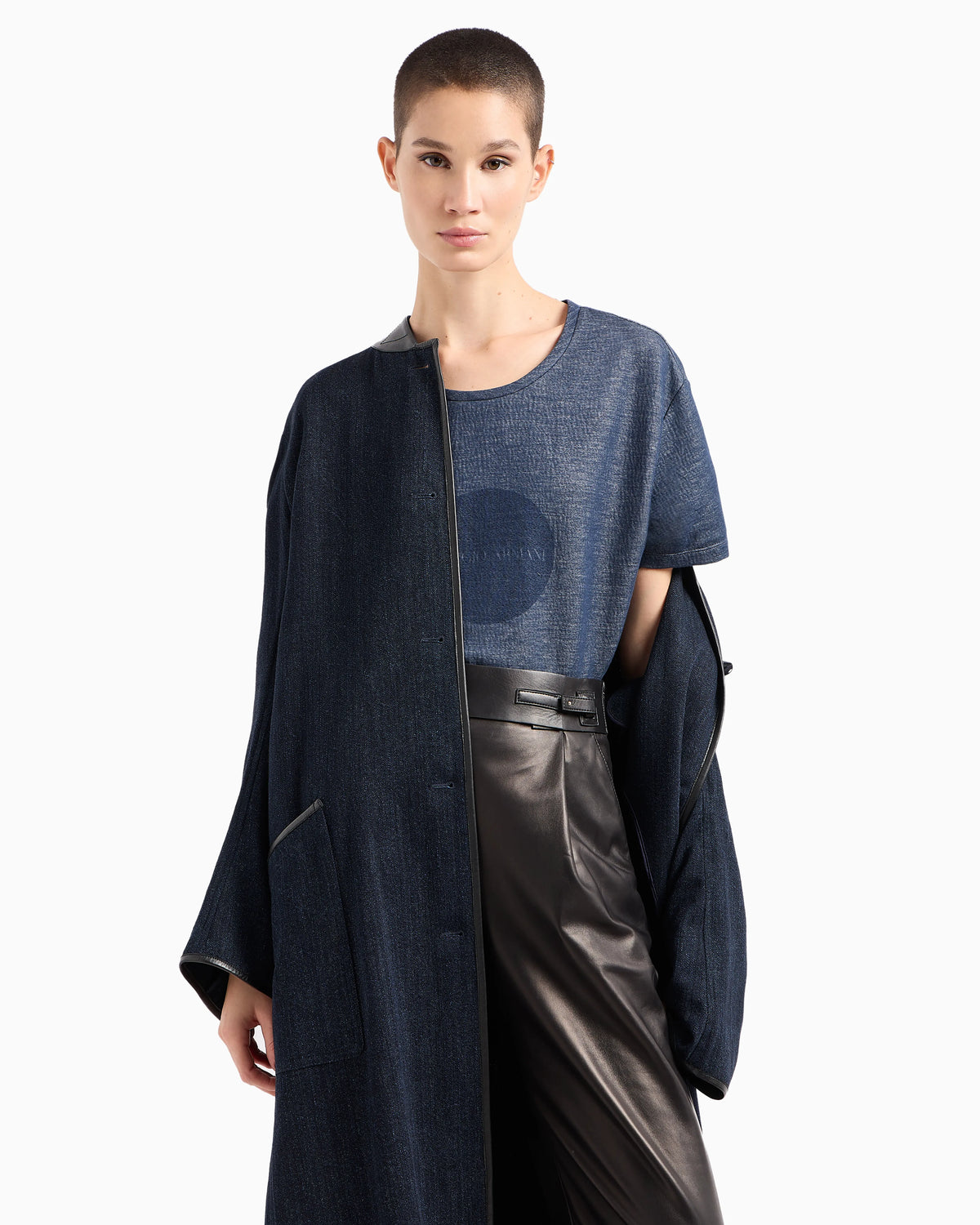 Straight-cut, nappa-leather trousers