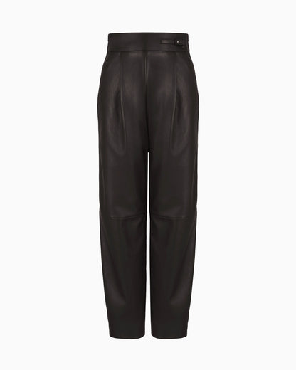 Straight-cut, nappa-leather trousers