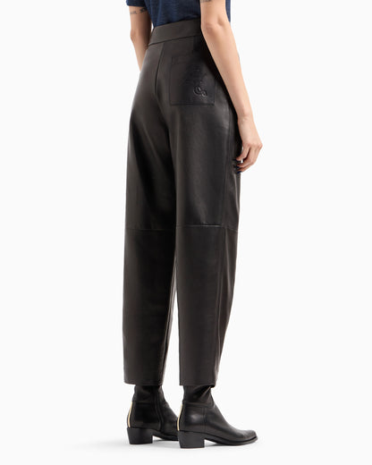 Straight-cut, nappa-leather trousers