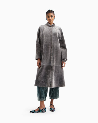 Long shearling coat