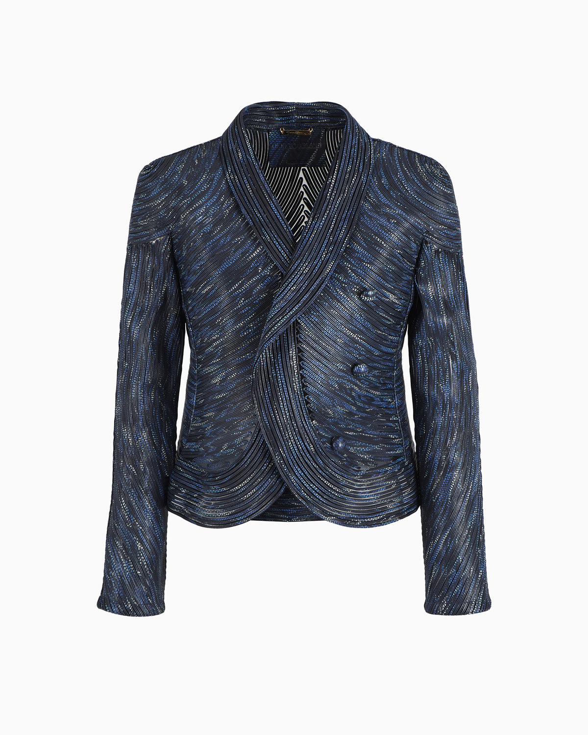 Embroidered nappa leather single-breasted jacket
