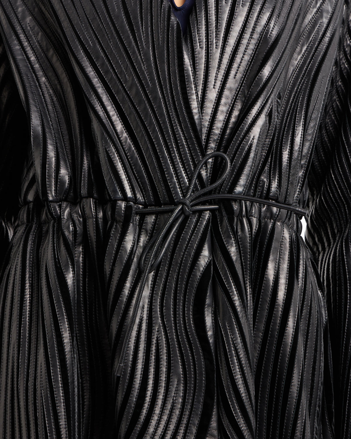 Embroidered nappa leather and velvet coat