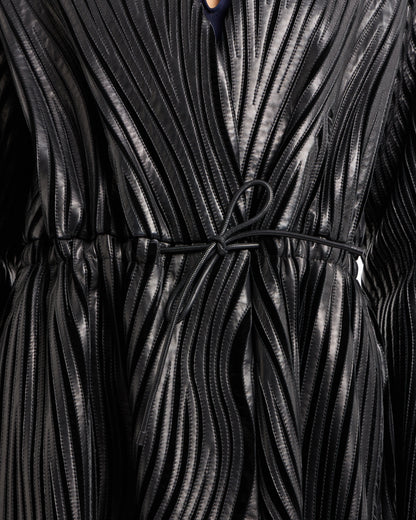 Embroidered nappa leather and velvet coat