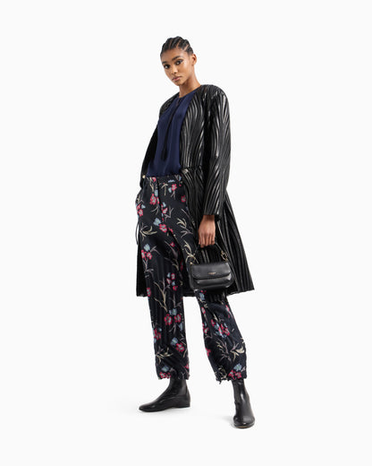 Embroidered nappa leather and velvet coat