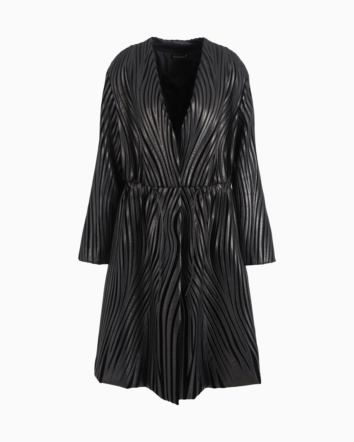Embroidered nappa leather and velvet coat