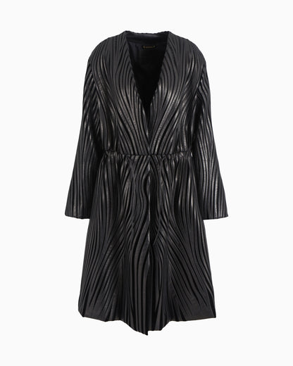 Embroidered nappa leather and velvet coat