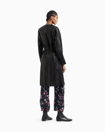 Embroidered nappa leather and velvet coat