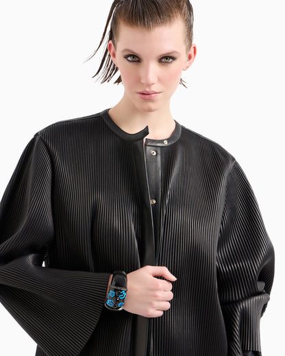 Pleated nappa-leather blouson