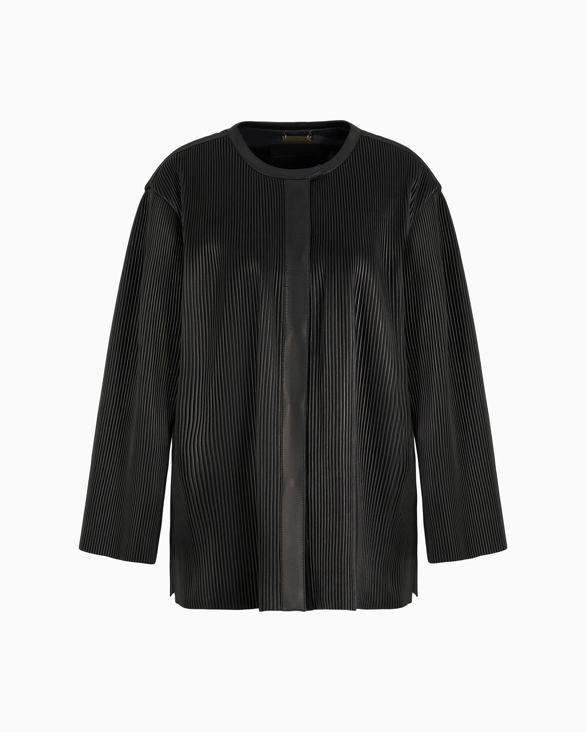 Pleated nappa-leather blouson