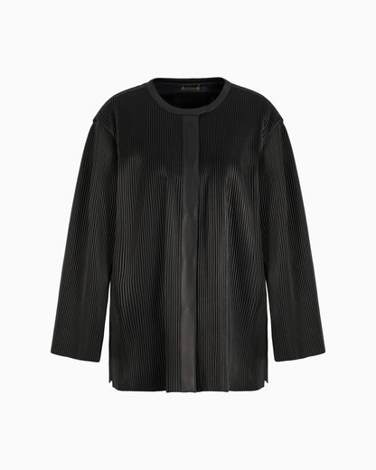Pleated nappa-leather blouson