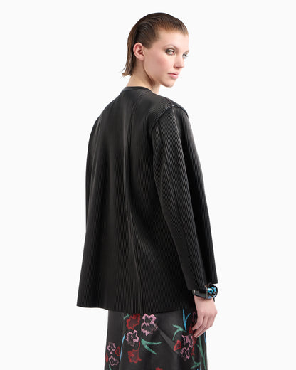 Pleated nappa-leather blouson