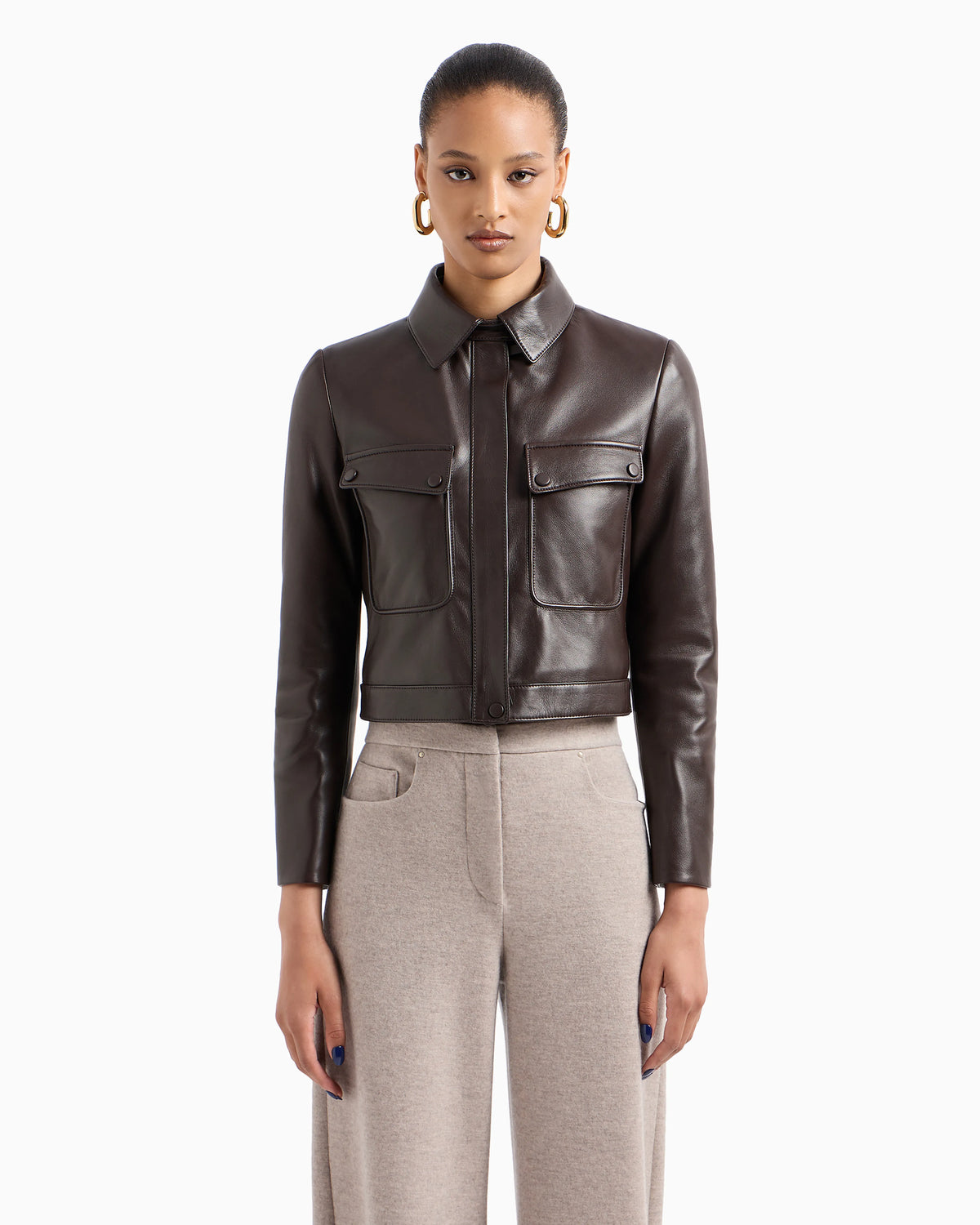 Short nappa-leather jacket