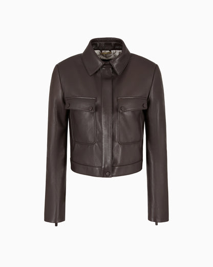 Short nappa-leather jacket