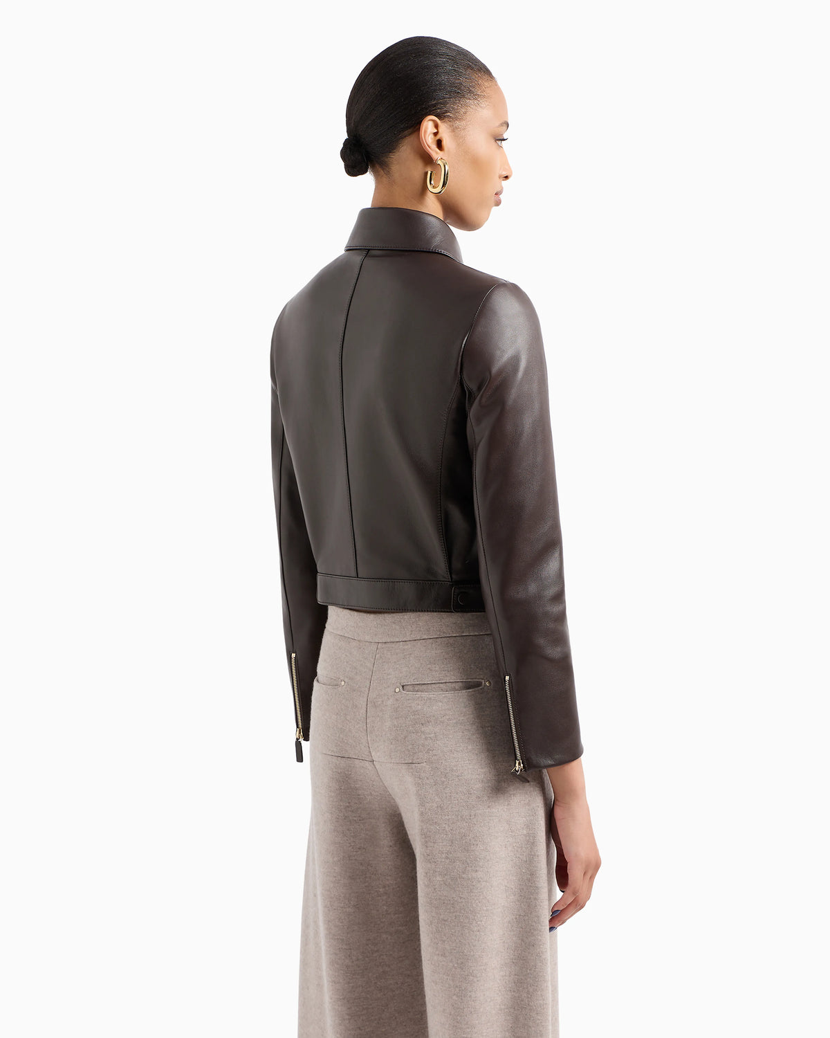 Short nappa-leather jacket