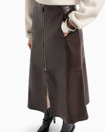 Nappa leather midi skirt