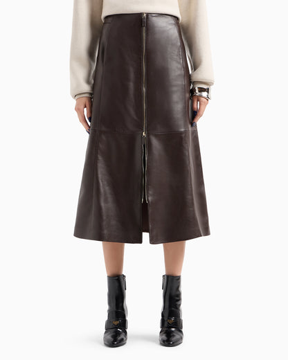 Nappa leather midi skirt