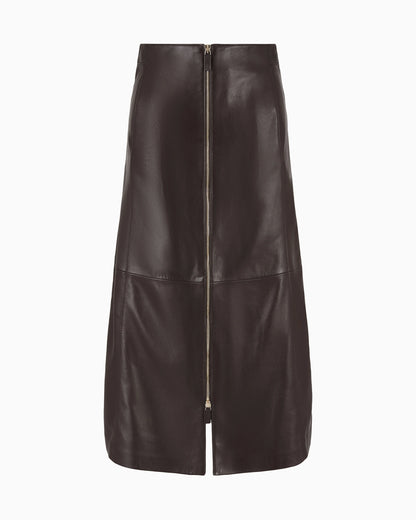 Nappa leather midi skirt