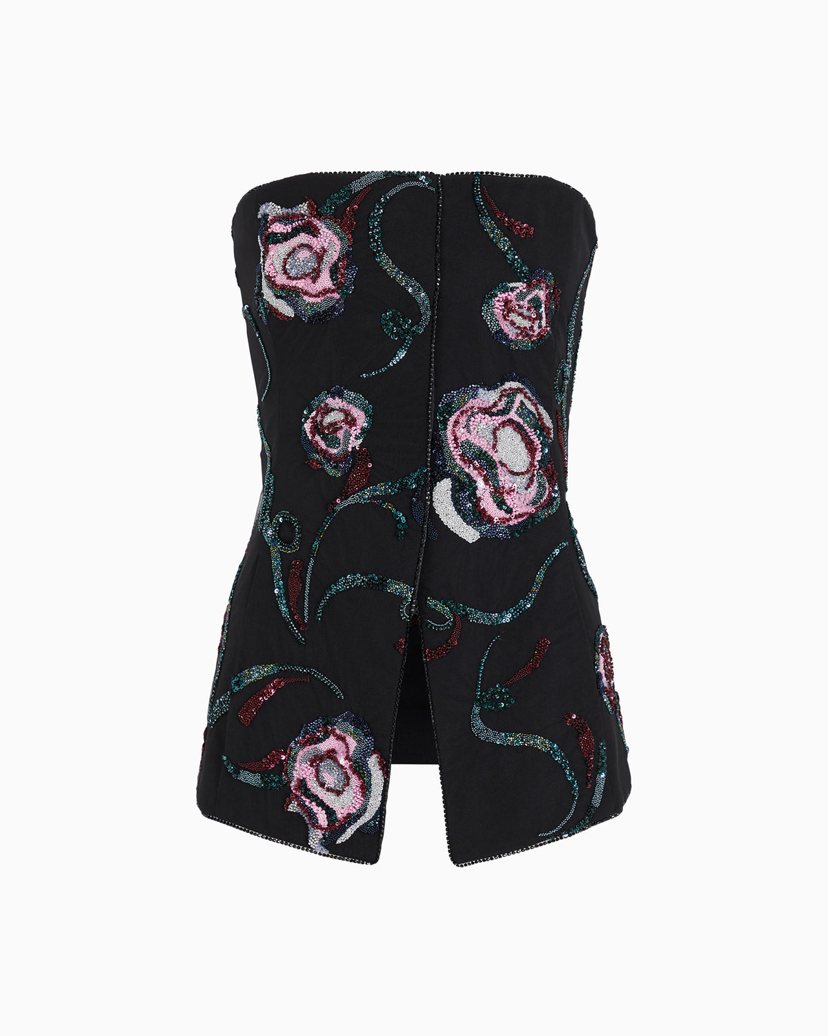 Bustier top with all-over floral embroidery